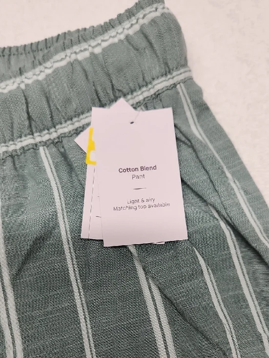 Auden-Green Striped Pajama Set - Short Sleeve Top & Pants Size S - Picture 6 of 6